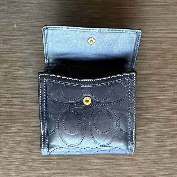 Coach Hampton Stitched Embossed TriFold Wallet Black Brass 2007 - Picture 8 of 14